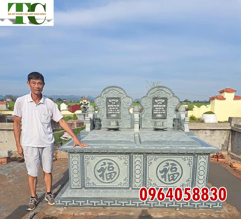 mộ đôi đá xanh rêu Nam Đinh